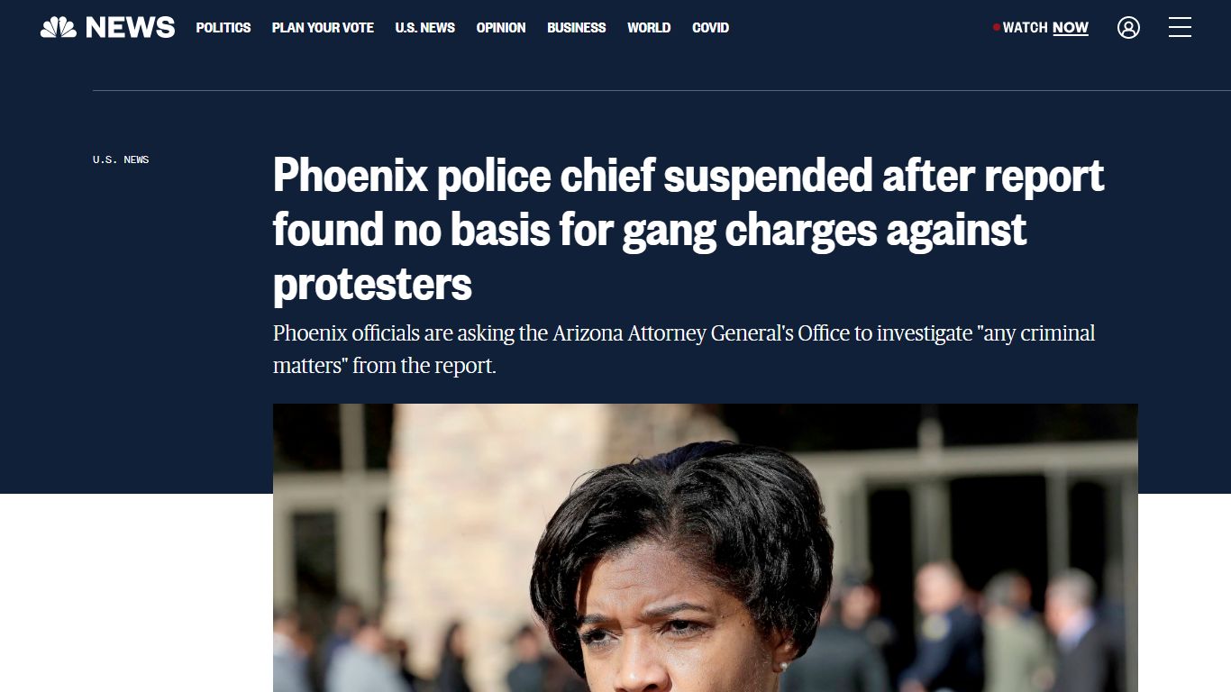 Phoenix police chief suspended after report found no basis for gang ...